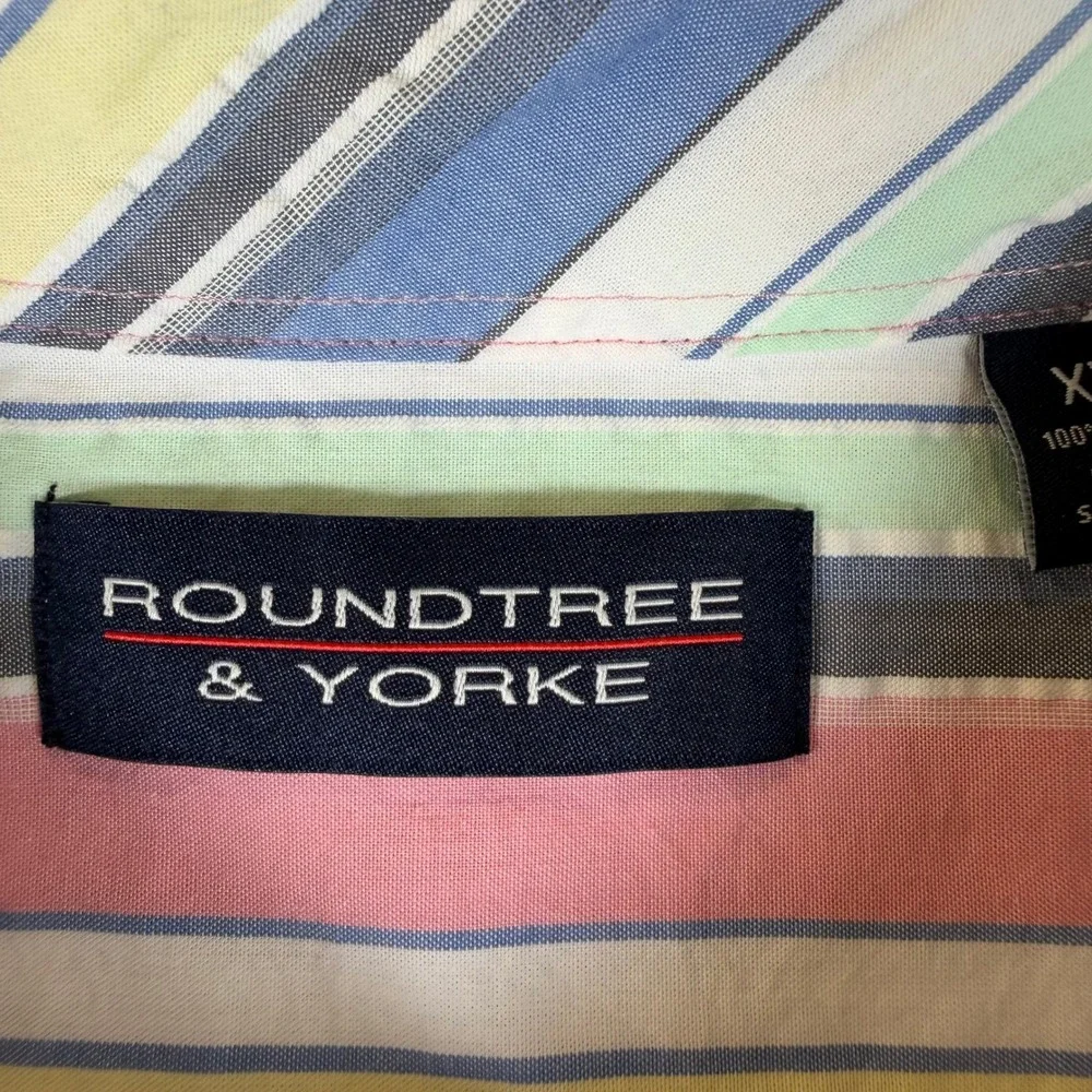 Roundtree & Yorke Mens XXL Vertical Stripe Short Sleeve Button Down NWT #3553 - Picture 5 of 7